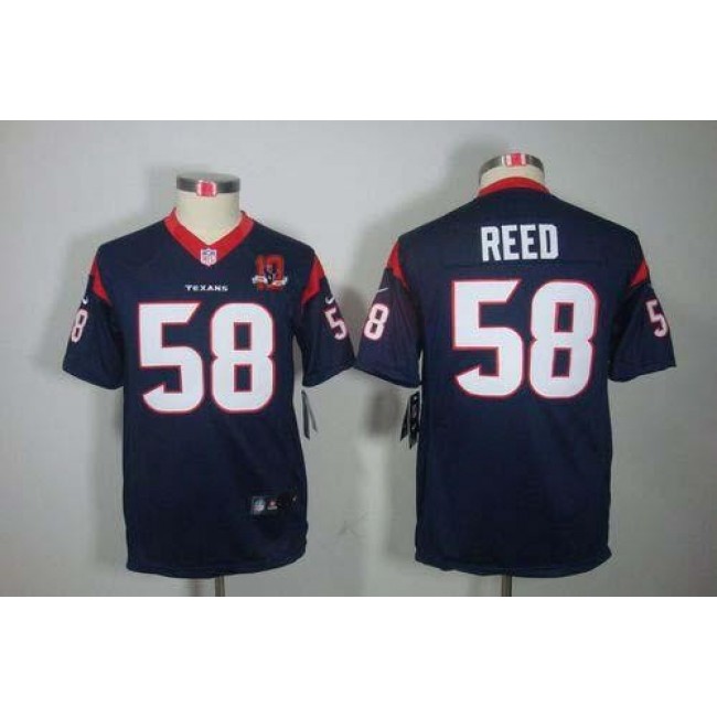 Houston Texans #58 Brooks Reed Navy Blue Team Color With 10TH Patch Youth Stitched NFL Limited Jersey
