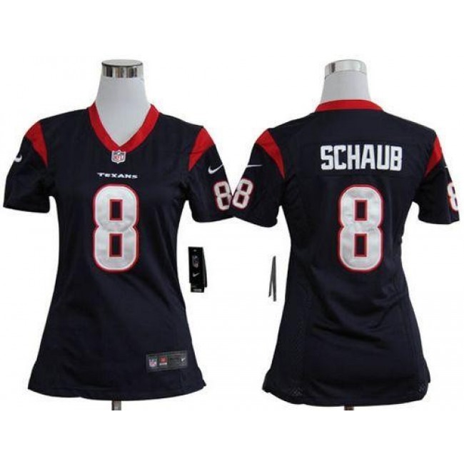 Women's Texans #8 Matt Schaub Navy Blue Team Color Stitched NFL Elite Jersey