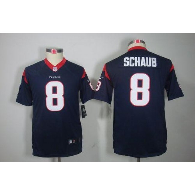 Houston Texans #8 Matt Schaub Navy Blue Team Color Youth Stitched NFL Limited Jersey