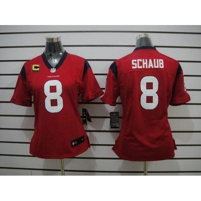 Women's Texans #8 Matt Schaub Red Alternate With C Patch Stitched NFL Elite Jersey