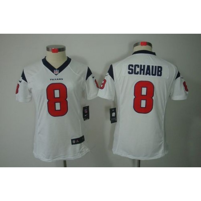 Women's Texans #8 Matt Schaub White Stitched NFL Limited Jersey