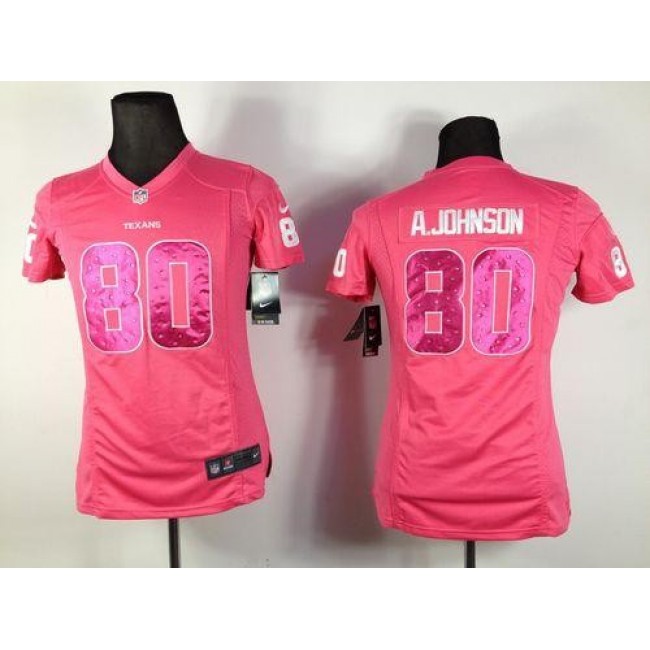 Women's Texans #80 Andre Johnson Pink Sweetheart Stitched NFL Elite Jersey
