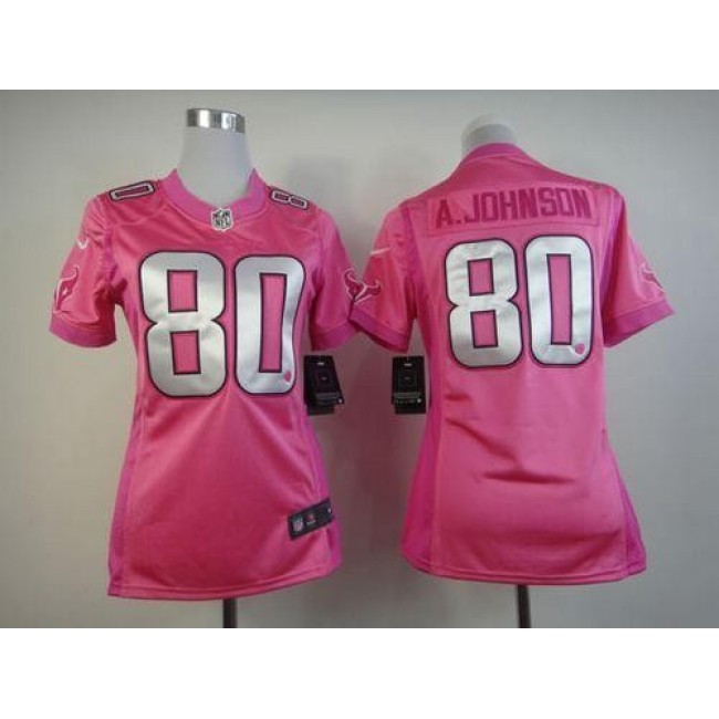 Women's Texans #80 Andre Johnson Pink Be Luv'd Stitched NFL Elite Jersey