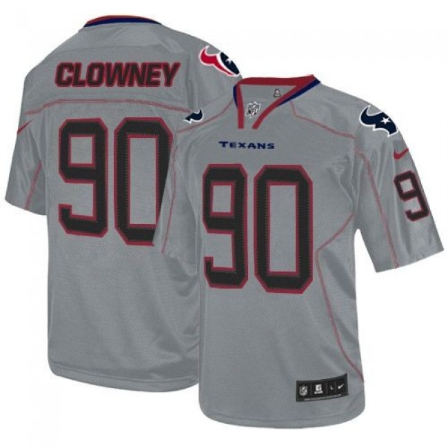 Houston Texans #90 Jadeveon Clowney Lights Out Grey Youth Stitched NFL Elite Jersey