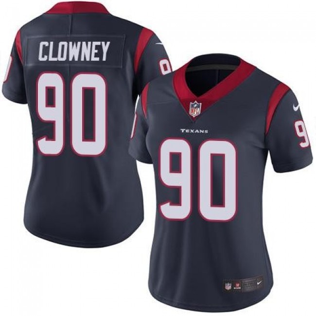Women's Texans #90 Jadeveon Clowney Navy Blue Team Color Stitched NFL Vapor Untouchable Limited Jersey