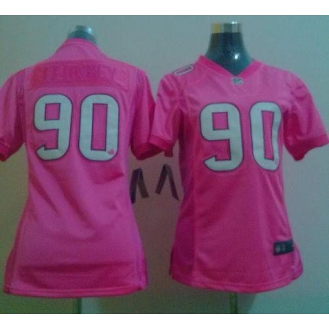 Women's Texans #90 Jadeveon Clowney New Pink Be Luv'd Stitched NFL Elite Jersey