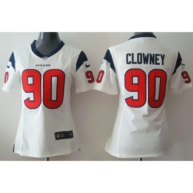 Women's Texans #90 Jadeveon Clowney White Stitched NFL Elite Jersey