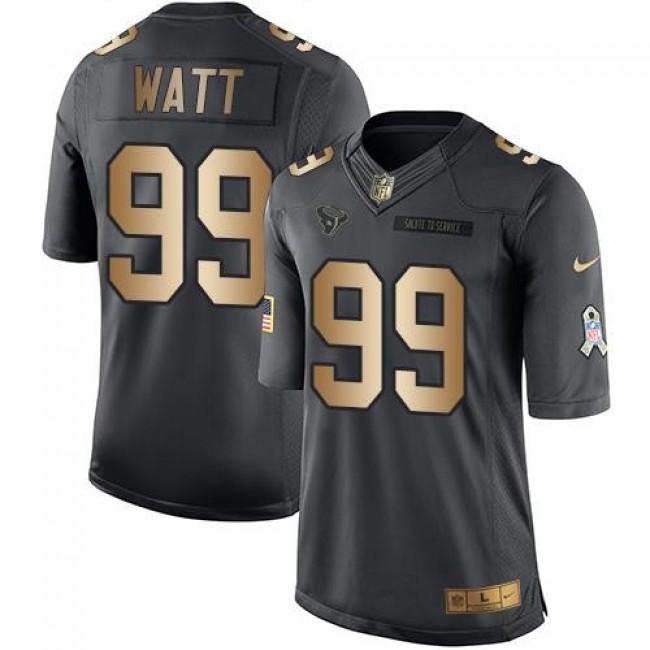 Houston Texans #99 J.J. Watt Black Youth Stitched NFL Limited Gold Salute to Service Jersey