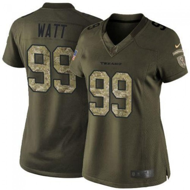 Women's Texans #99 JJ Watt Green Stitched NFL Limited Salute to Service Jersey