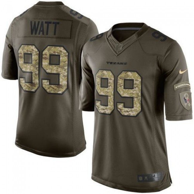 Houston Texans #99 J.J. Watt Green Youth Stitched NFL Limited Salute to Service Jersey