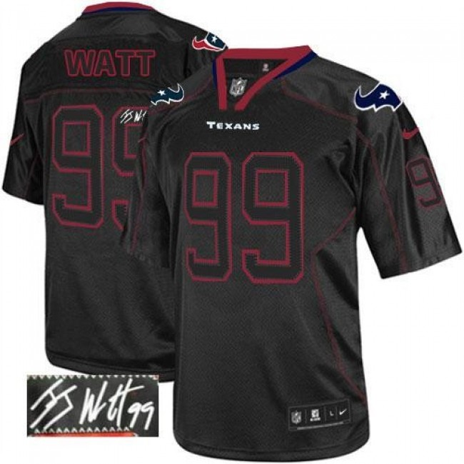 Nike Texans #99 J.J. Watt Lights Out Black Men's Stitched NFL Elite Autographed Jersey
