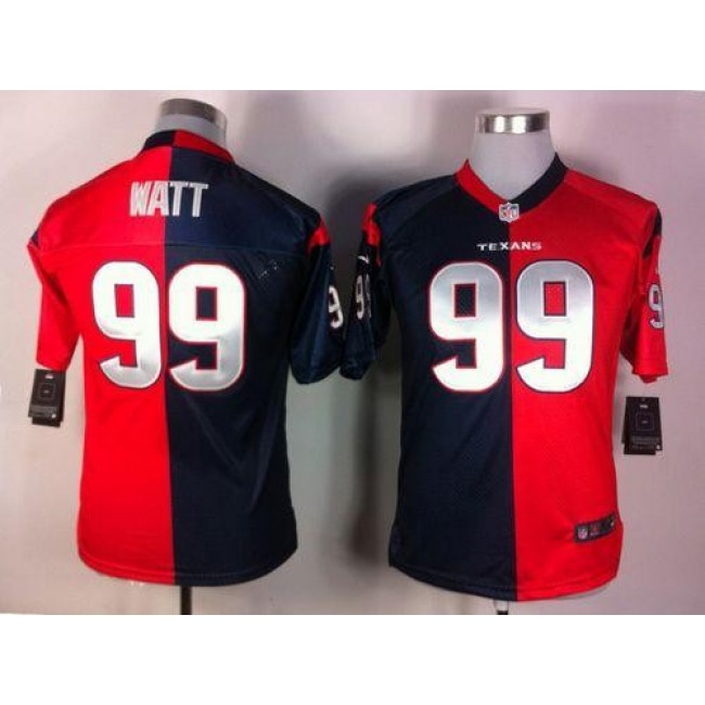 Houston Texans #99 J.J. Watt Navy Blue-Red Youth Stitched NFL Elite Split Jersey
