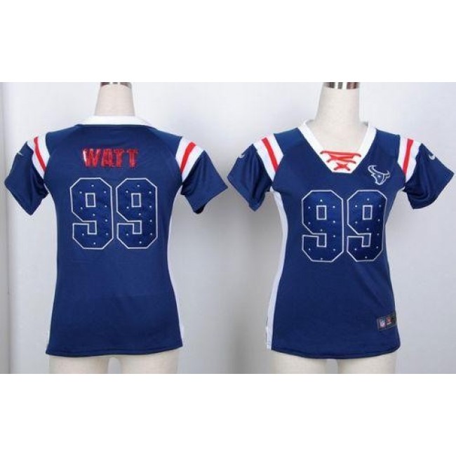 Women's Texans #99 JJ Watt Navy Blue Stitched NFL Elite Light Diamond Jersey