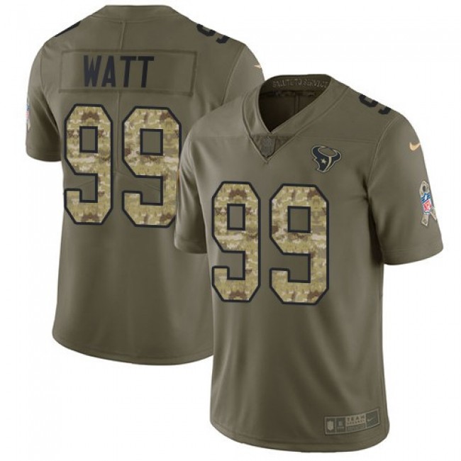 Houston Texans #99 J.J. Watt Olive-Camo Youth Stitched NFL Limited 2017 Salute to Service Jersey