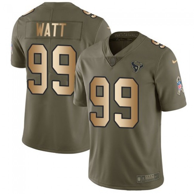 Houston Texans #99 J.J. Watt Olive-Gold Youth Stitched NFL Limited 2017 Salute to Service Jersey