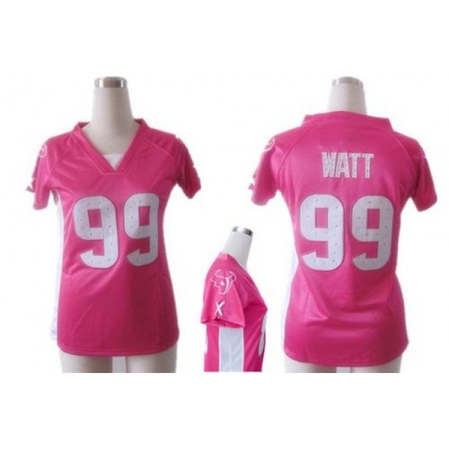 Women's Texans #99 JJ Watt Pink Draft Him Name Number Top Stitched NFL Elite Jersey