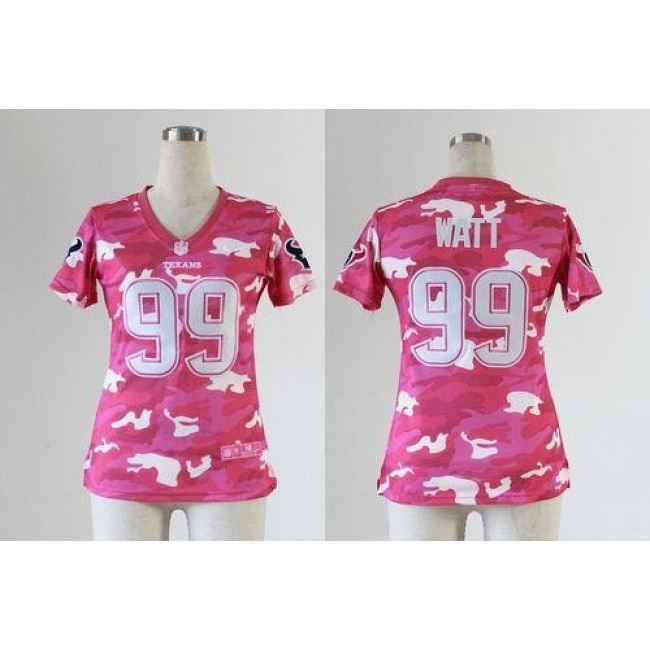 Women's Texans #99 JJ Watt Pink Stitched NFL Elite Camo Jersey