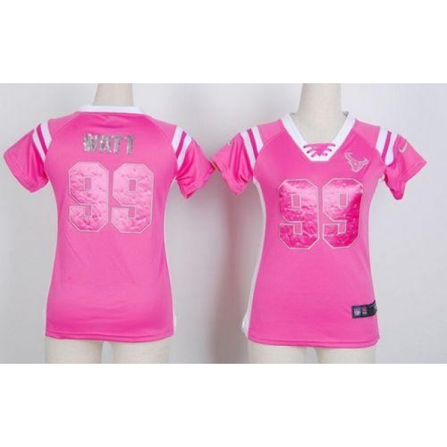 Women's Texans #99 JJ Watt Pink Stitched NFL Elite Draft Him Shimmer Jersey
