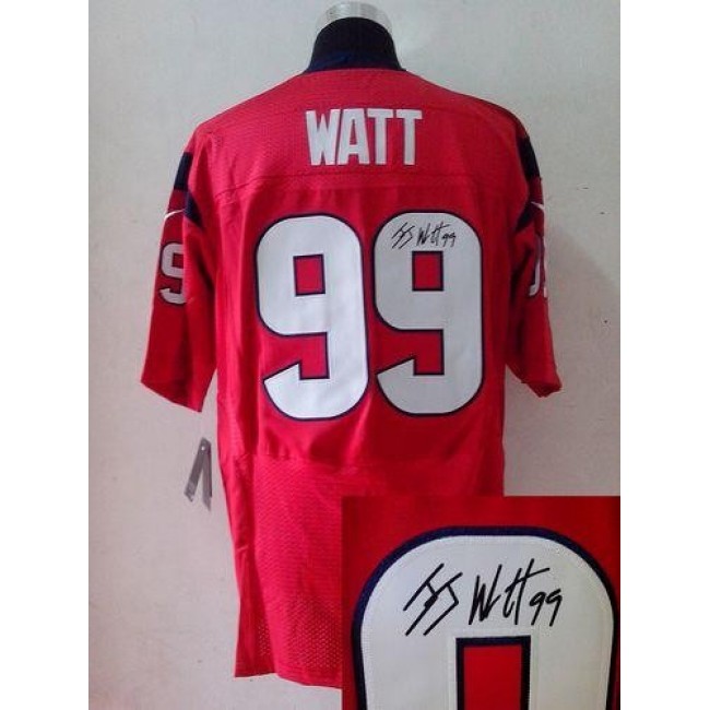 Nike Texans #99 J.J. Watt Red Alternate Men's Stitched NFL Elite Autographed Jersey