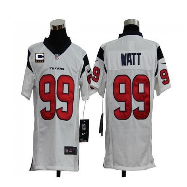 Houston Texans #99 J.J. Watt White With C Patch Youth Stitched NFL Elite Jersey