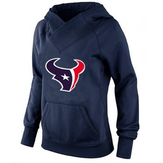 Women's Houston Texans Logo Pullover Hoodie Navy Blue Jersey