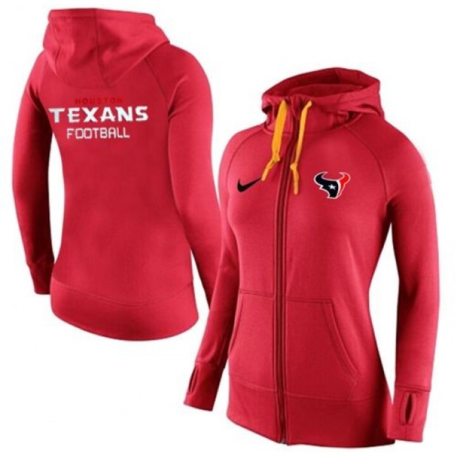 Women's Houston Texans Full-Zip Hoodie Red Jersey