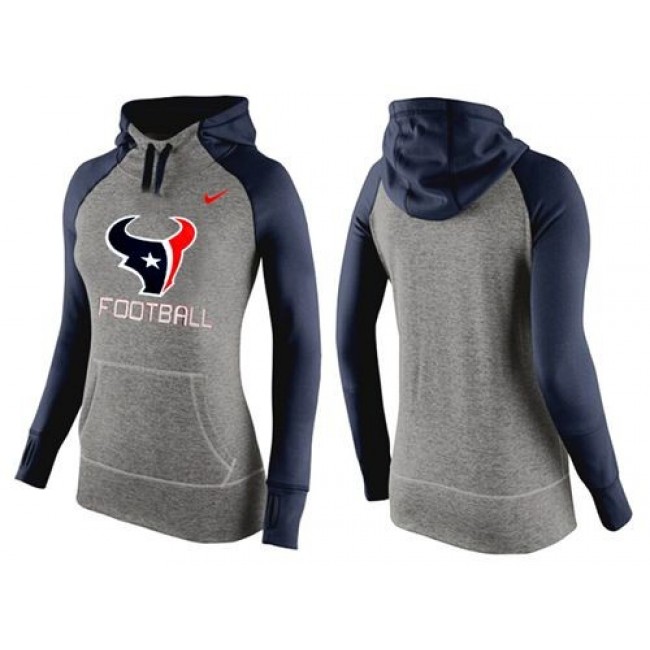 Women's Houston Texans Hoodie Grey Dark Blue Jersey