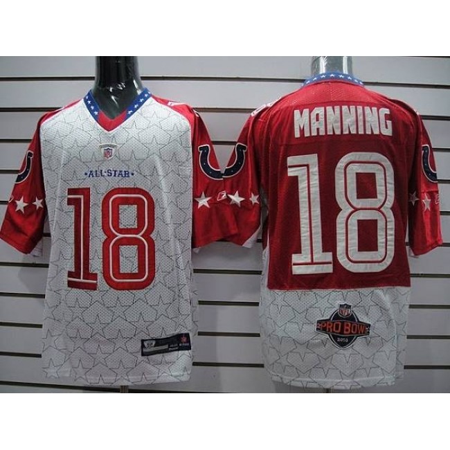 Colts #18 Peyton Manning Red 2010 Pro Bowl Stitched NFL Jersey