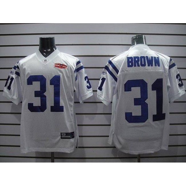 Colts #31 Donald Brown White With Super Bowl Patch Stitched NFL Jersey