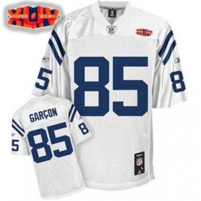 Colts #85 Pierre Garcon White With Super Bowl Patch Stitched NFL Jersey