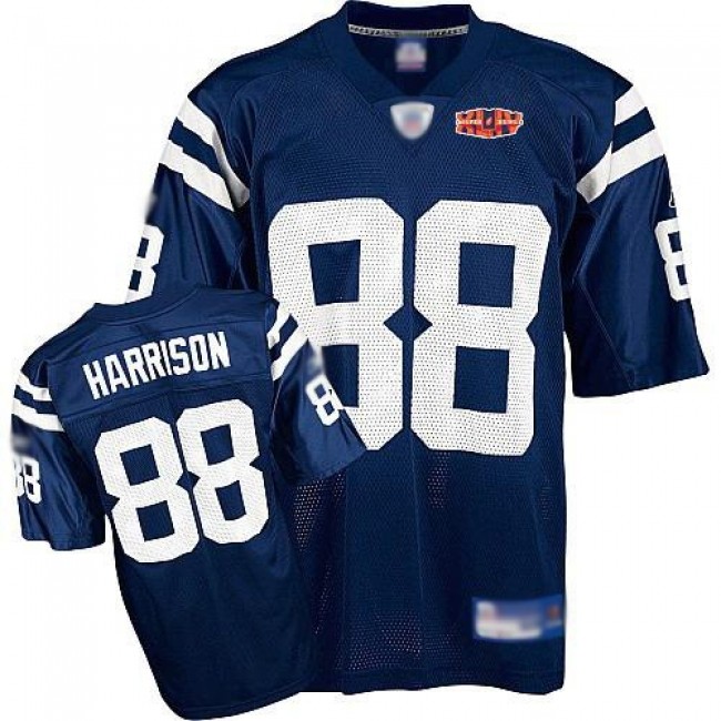 Colts #88 Marvin Harrison Blue With Super Bowl Patch Stitched NFL Jersey
