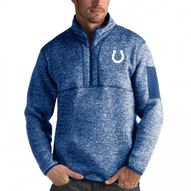 Indianapolis Colts Antigua Fortune Quarter-Zip Pullover Jacket Heather Royal