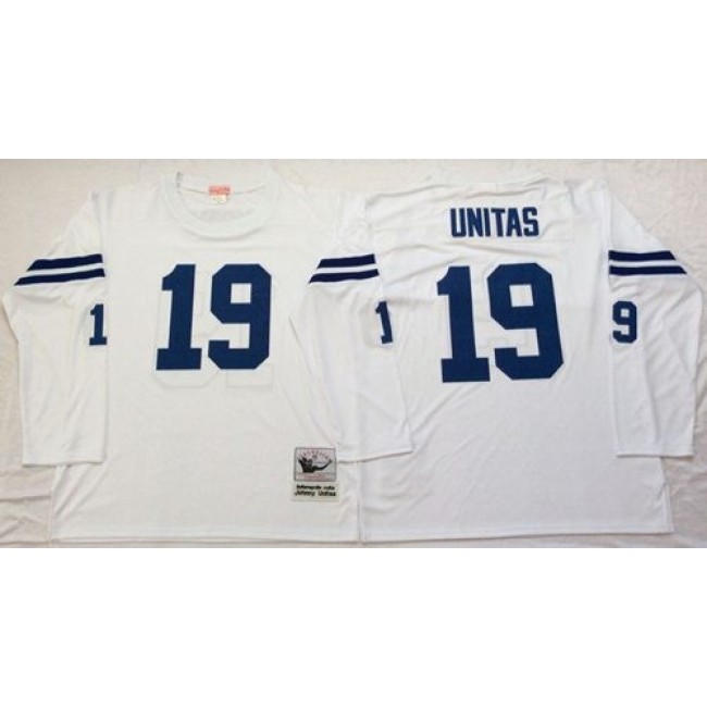 Mitchell And Ness Colts #19 Johnny Unitas White Throwback Stitched NFL Jersey