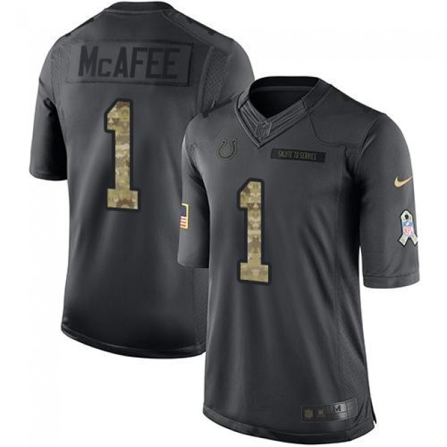 Nike Colts #1 Pat McAfee Black Men's Stitched NFL Limited 2016 Salute to Service Jersey