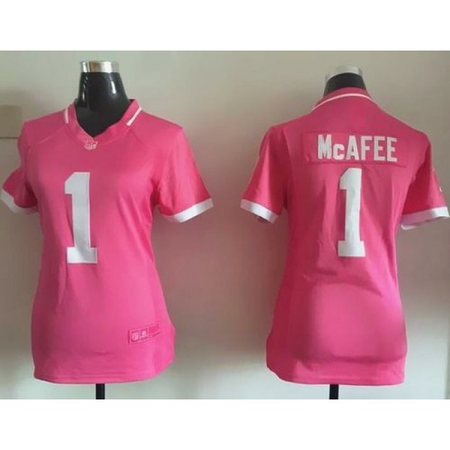 Women's Colts #1 Pat McAfee Pink Stitched NFL Elite Bubble Gum Jersey