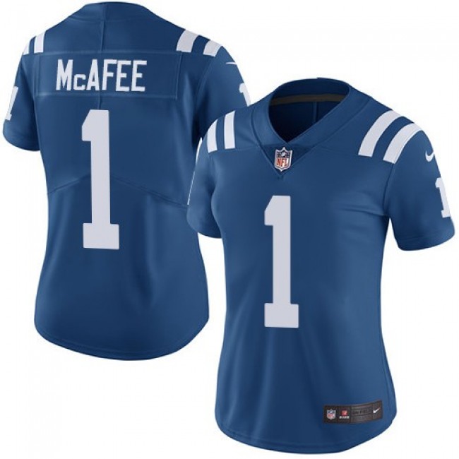 Women's Colts #1 Pat McAfee Royal Blue Team Color Stitched NFL Vapor Untouchable Limited Jersey