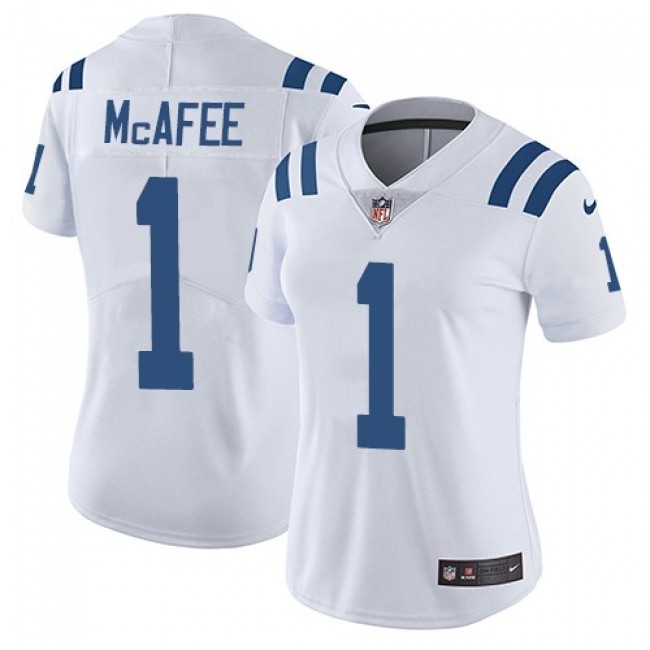 Women's Colts #1 Pat McAfee White Stitched NFL Vapor Untouchable Limited Jersey