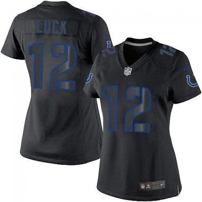 Women's Colts #12 Andrew Luck Black Impact Stitched NFL Limited Jersey