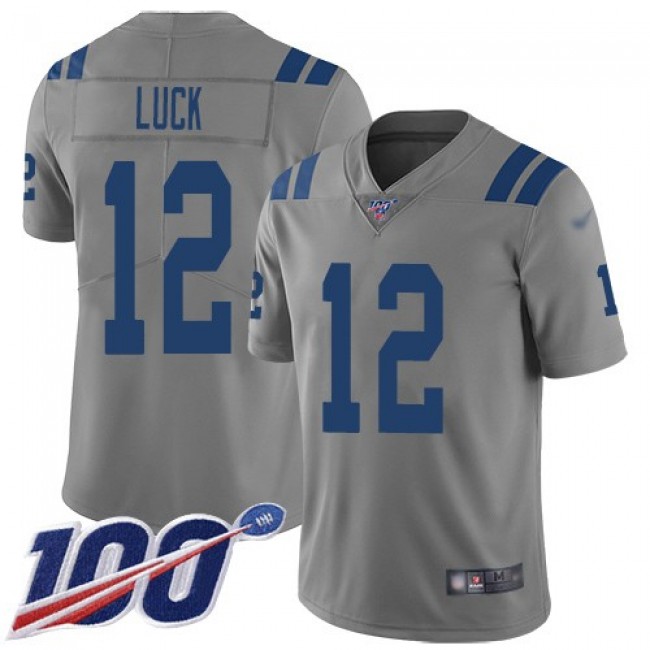 Nike Colts #12 Andrew Luck Gray Men's Stitched NFL Limited Inverted Legend 100th Season Jersey