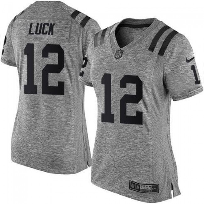 Women's Colts #12 Andrew Luck Gray Stitched NFL Limited Gridiron Gray Jersey