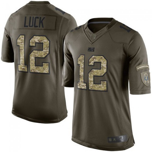 Nike Colts #12 Andrew Luck Green Men's Stitched NFL Limited 2015 Salute to Service Jersey