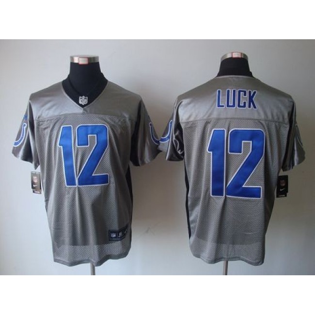 Nike Colts #12 Andrew Luck Grey Shadow Men's Stitched NFL Elite Jersey