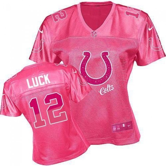 Women's Colts #12 Andrew Luck Pink Fem Fan NFL Game Jersey