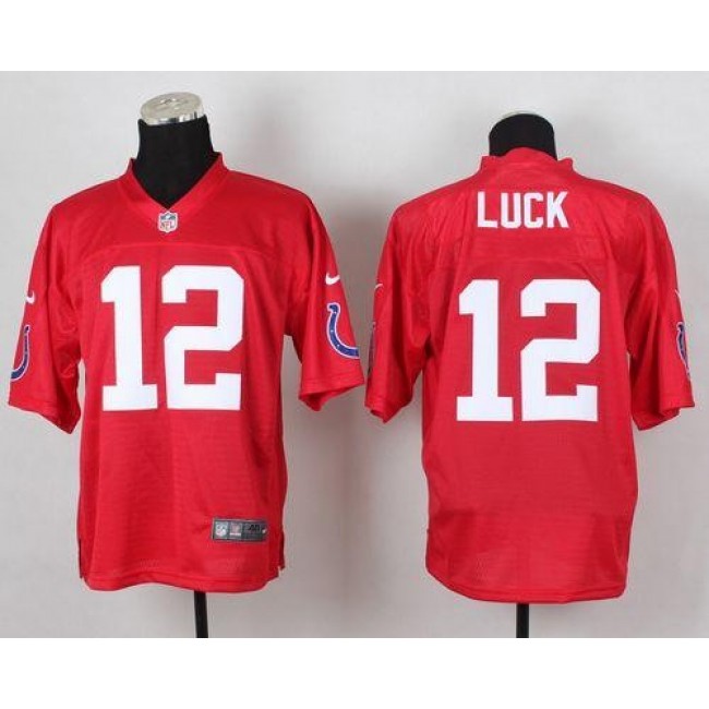 Nike Colts #12 Andrew Luck Red Men's Stitched NFL Elite QB Practice Jersey