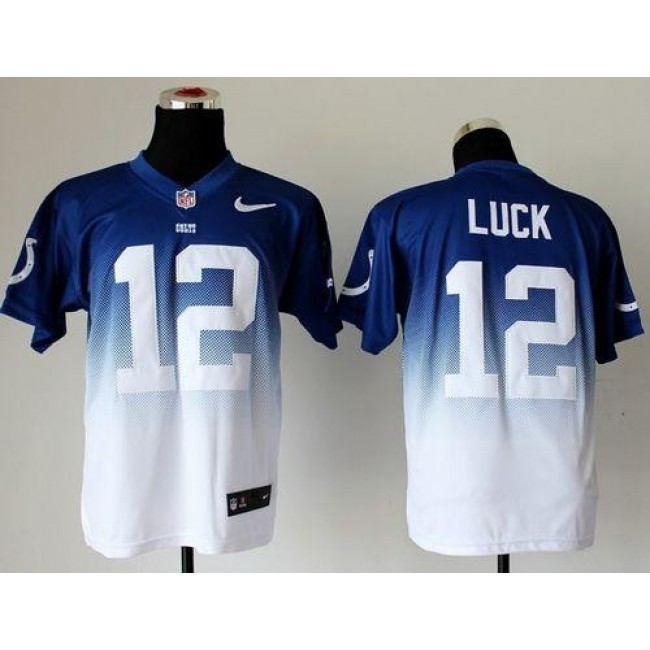 Nike Colts #12 Andrew Luck Royal Blue/White Men's Stitched NFL Elite Fadeaway Fashion Jersey