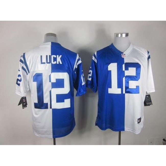 Nike Colts #12 Andrew Luck Royal Blue/White Men's Stitched NFL Elite Split Jersey