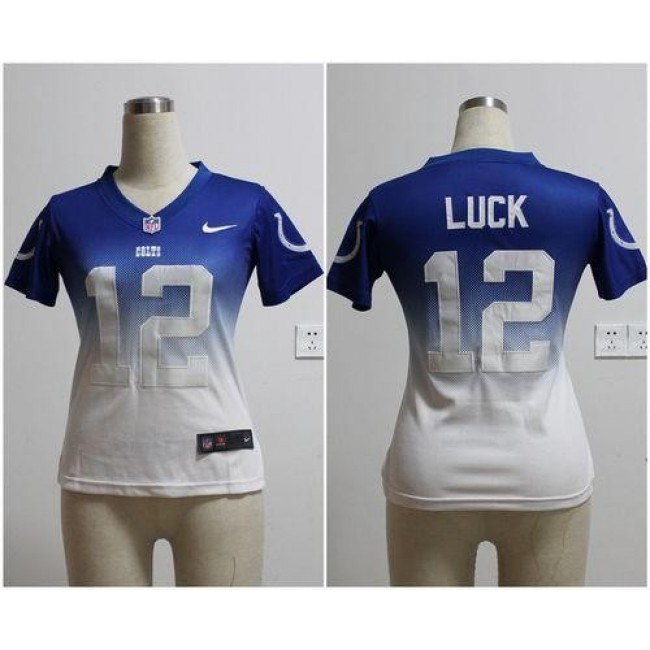Women's Colts #12 Andrew Luck Royal Blue White Stitched NFL Elite Fadeaway Jersey