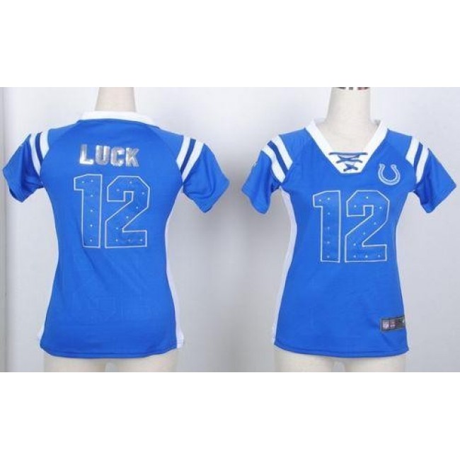 Women's Colts #12 Andrew Luck Royal Blue Stitched NFL Elite Light Diamond Jersey