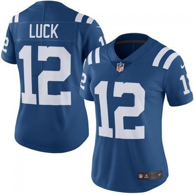 Women's Colts #12 Andrew Luck Royal Blue Stitched NFL Limited Rush Jersey