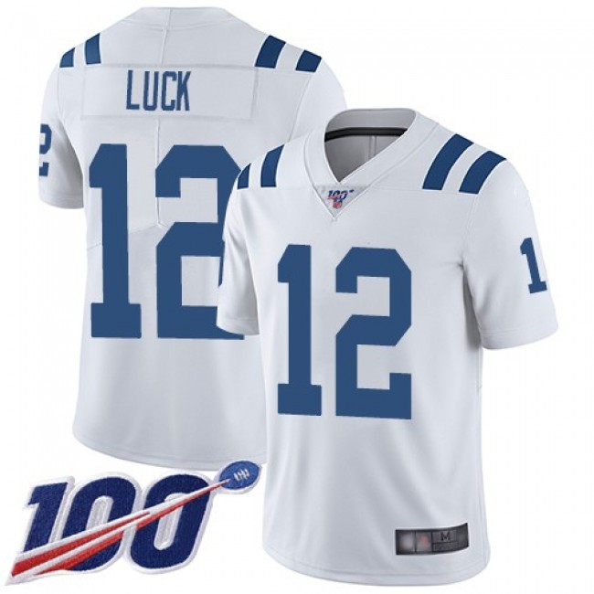 Nike Colts #12 Andrew Luck White Men's Stitched NFL 100th Season Vapor Limited Jersey